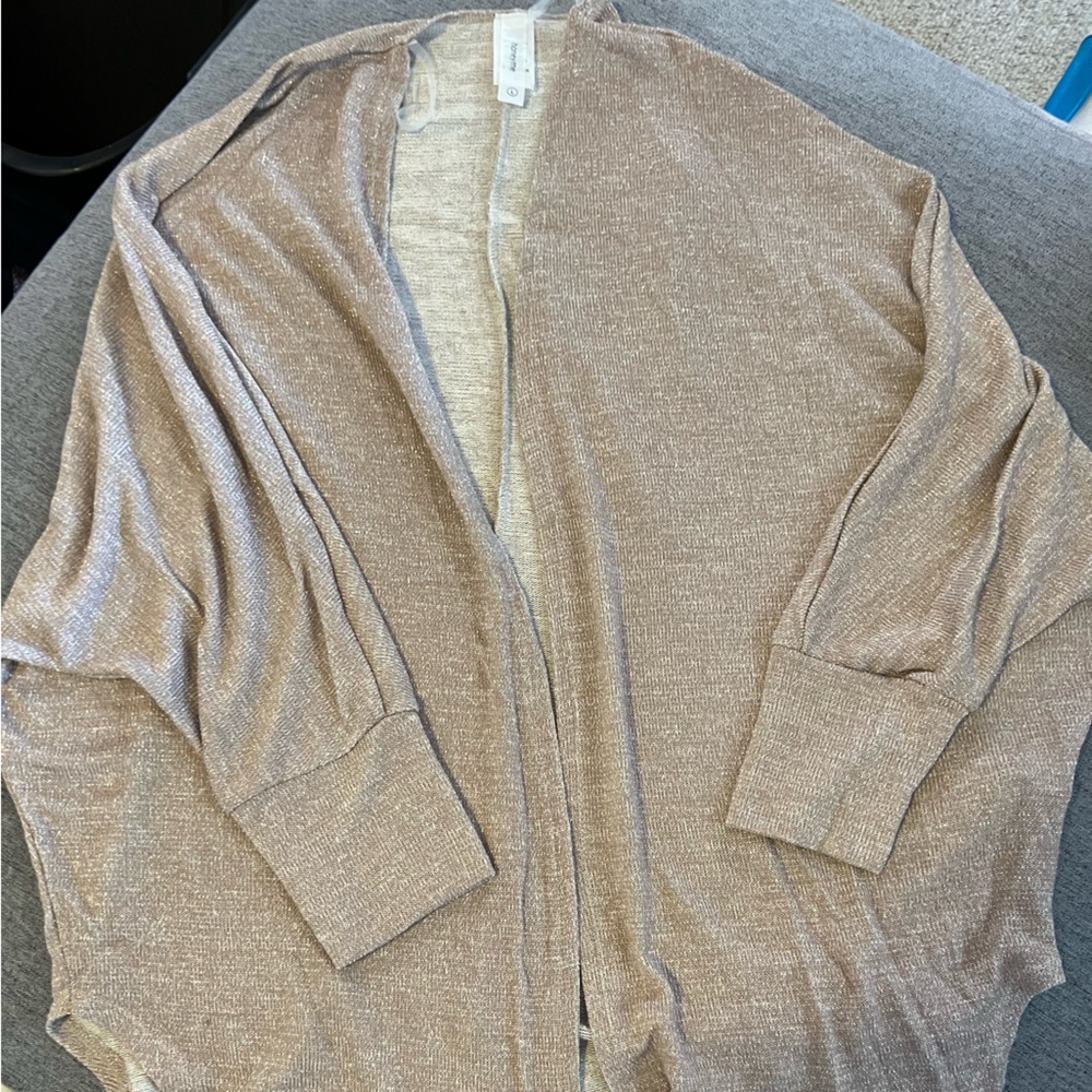 Honeyme Metallic‎ champagne dolman sleeve cardigan
